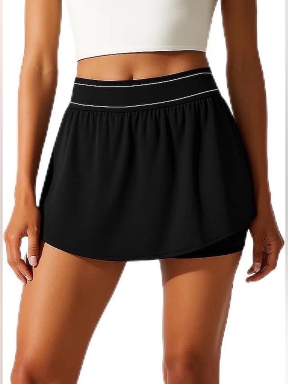 Black Women's Athletic Skort with Stretch Waistband